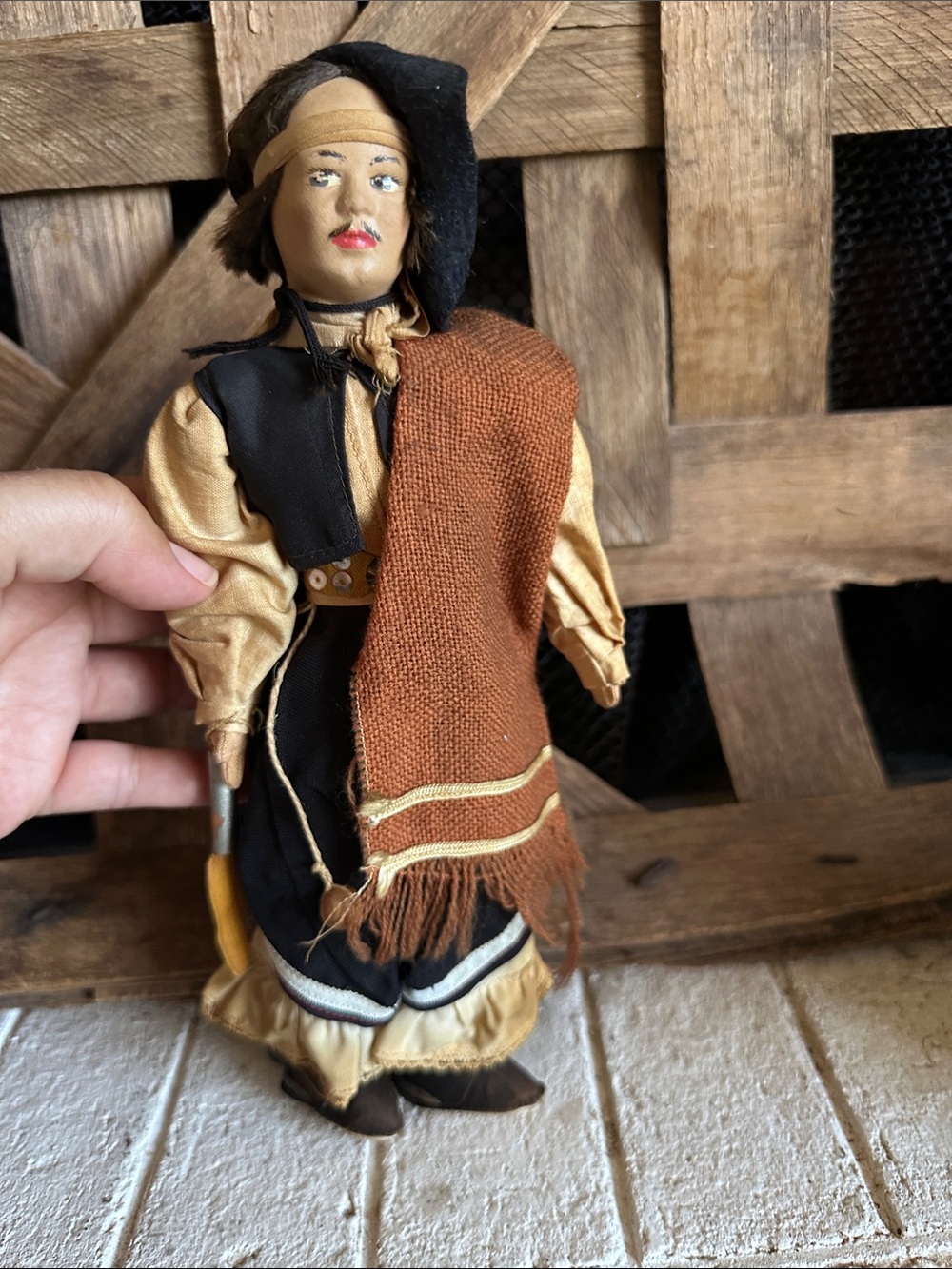 Authentic Unique Handmade Paper Mache Mexican Man Doll 10"